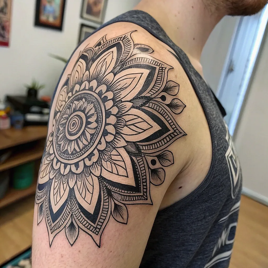 Intricate black ink tattoo design